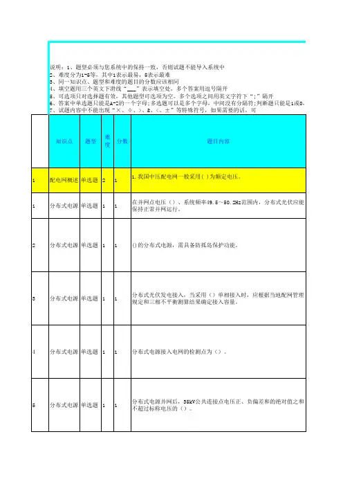 配电网调控人员培训题库 