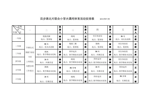 联合小学大课间体育活动安排表