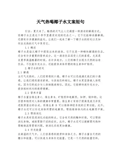 天气热喝椰子水文案短句