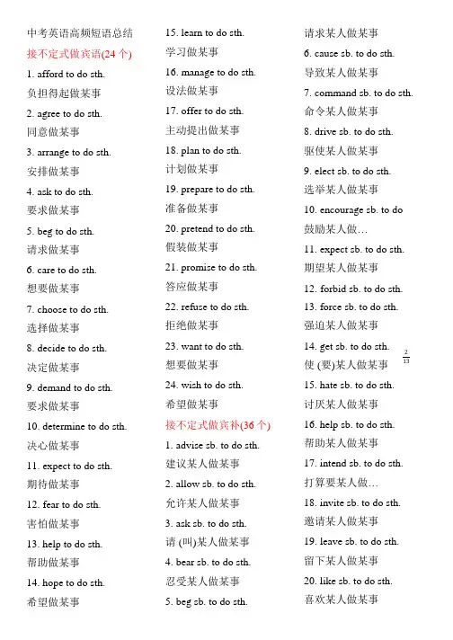 中考英语高频短语总结