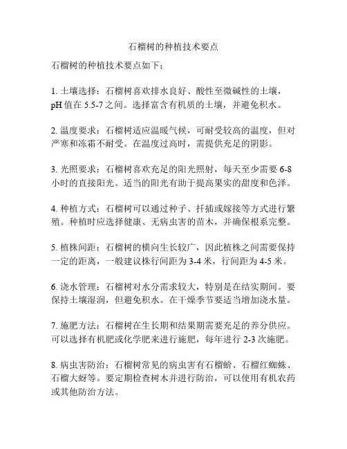 石榴树的种植技术要点