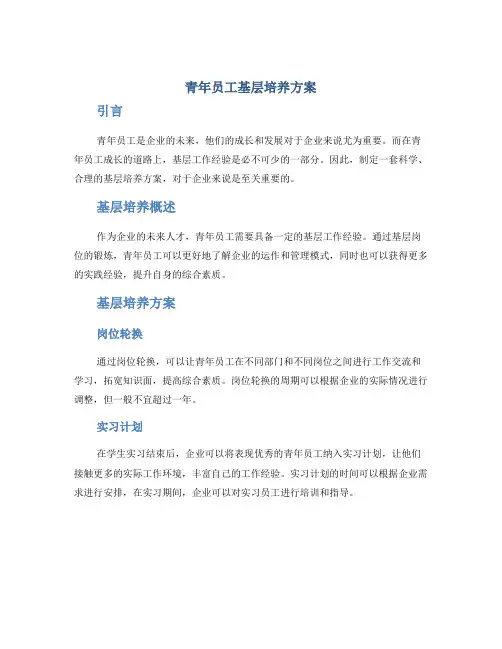 青年员工基层培养方案