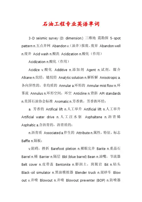 石油工程专业英语单词