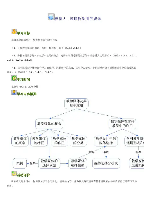 模块3 选择教学用的媒体