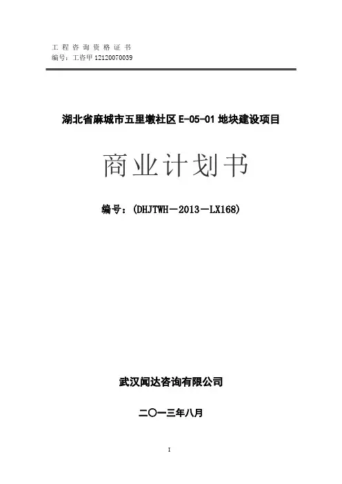 湖北麻城地产可行性研究报告