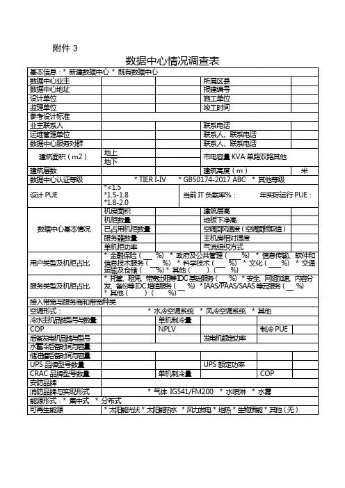 数据中心情况调查表