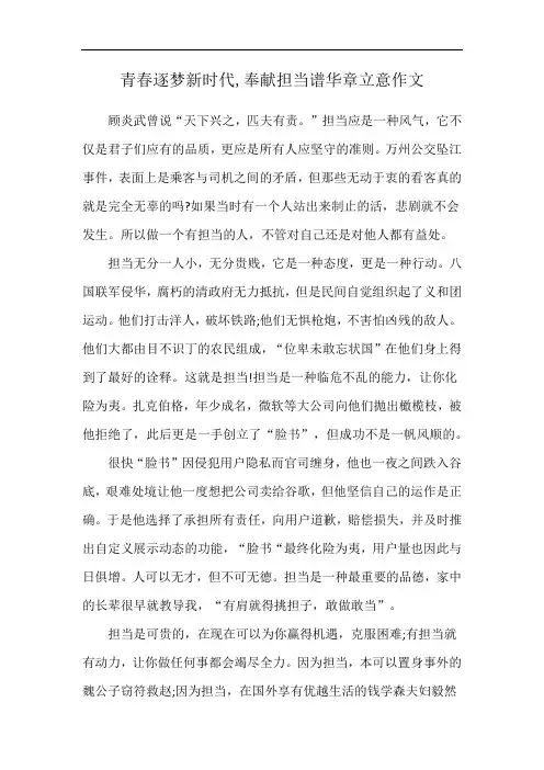 青春逐梦新时代,奉献担当谱华章立意作文