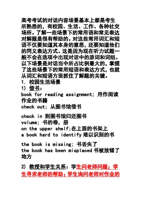 高考听力情景词汇及破题窍门
