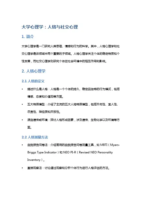 大学心理学：人格与社交心理