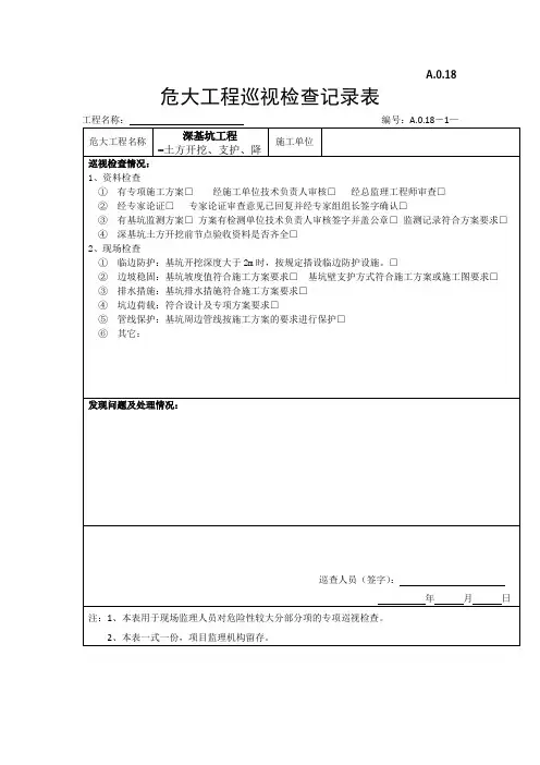 危大工程巡视检查记录