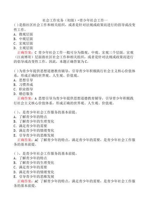 社会工作实务(初级)-青少年社会工作一