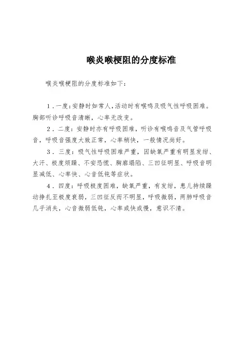 喉炎喉梗阻的分度标准
