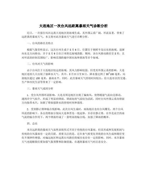 大连地区一次台风远距离暴雨天气诊断分析