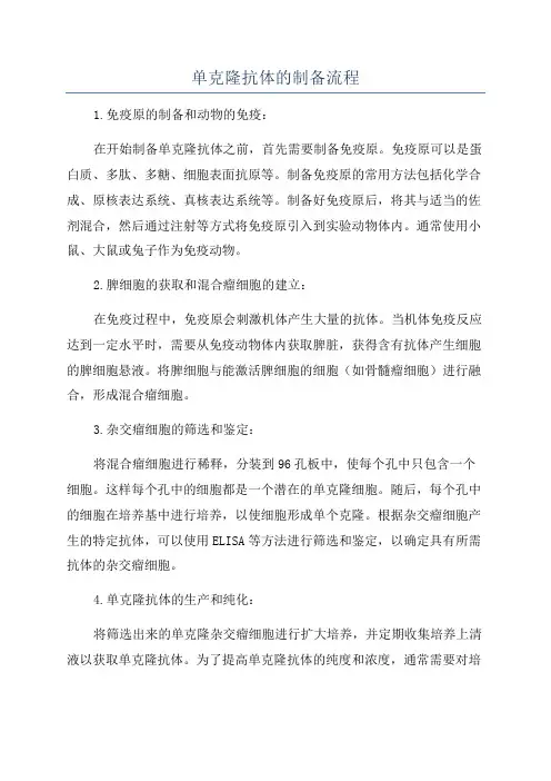 单克隆抗体的制备流程