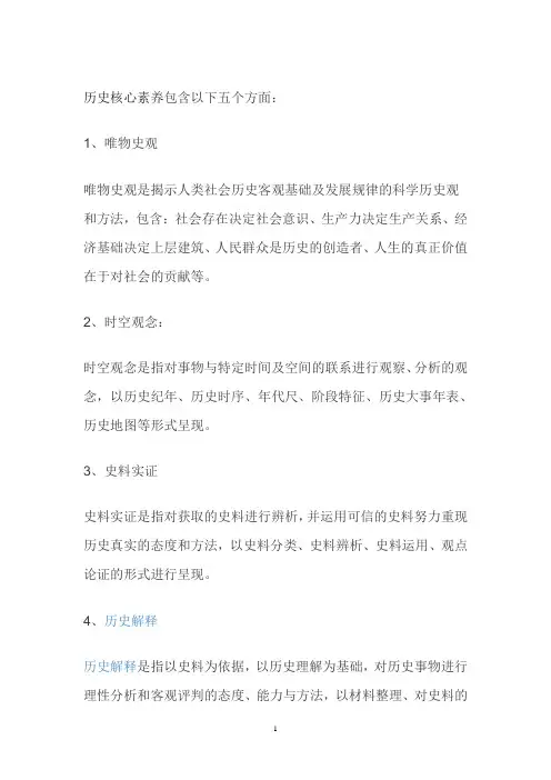 历史核心素养包含以下五个方面