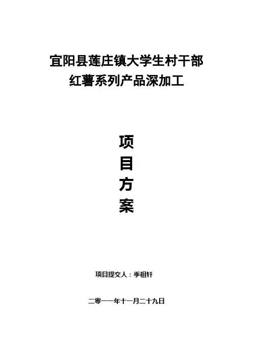 红薯深加工项目方案简介