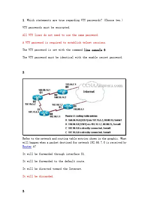 CCNA 2 Practice Final Exam Answer V3.1