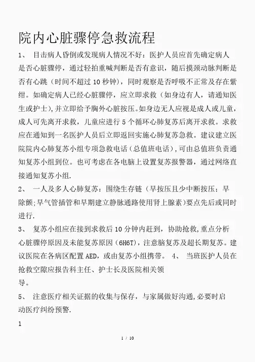 院内心脏骤停急救流程(精品课件)