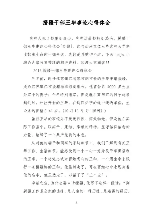 援疆干部王华事迹心得体会