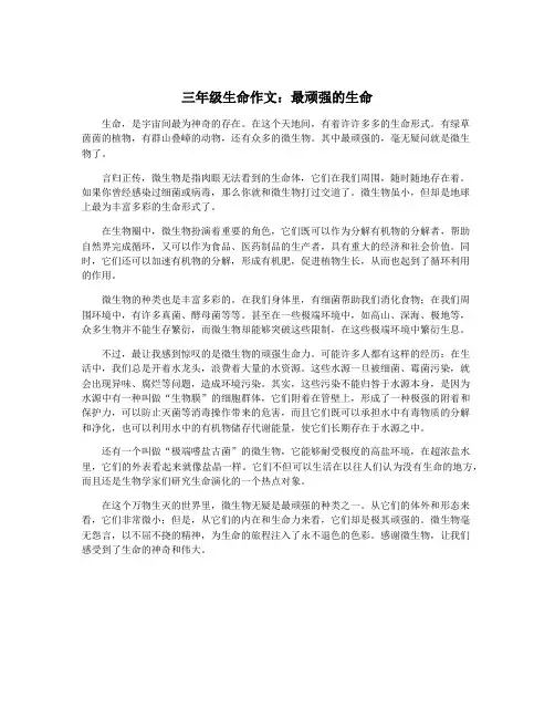 三年级生命作文：最顽强的生命