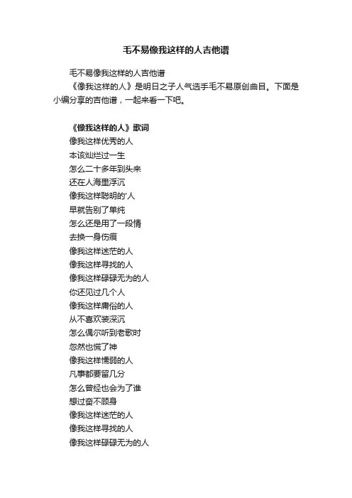 毛不易像我这样的人吉他谱