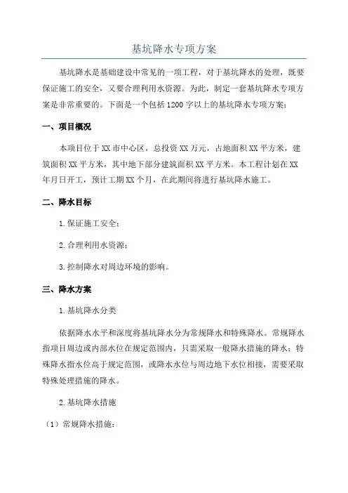 基坑降水专项方案