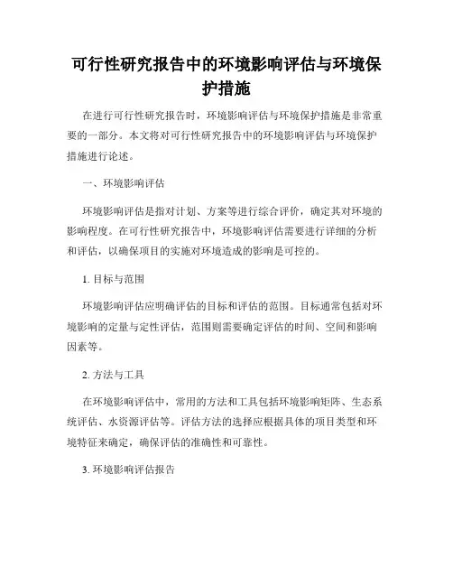 可行性研究报告中的环境影响评估与环境保护措施