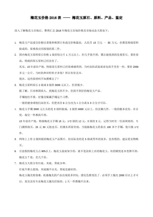 梅花玉价格表