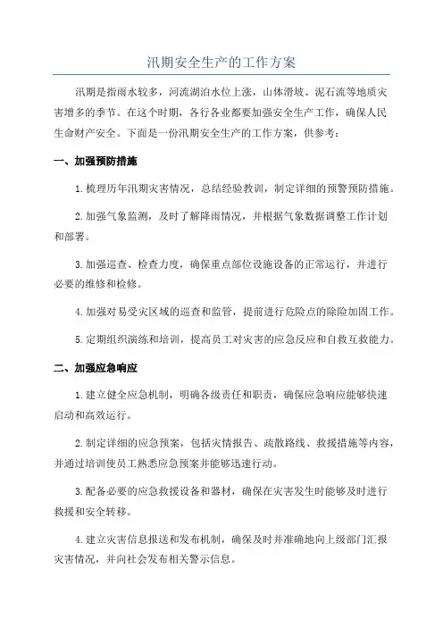 汛期安全生产的工作方案