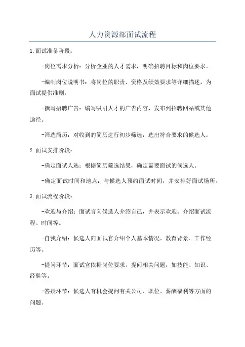 人力资源部面试流程