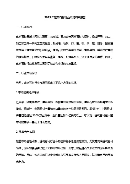 2023年建筑石材行业市场调研报告