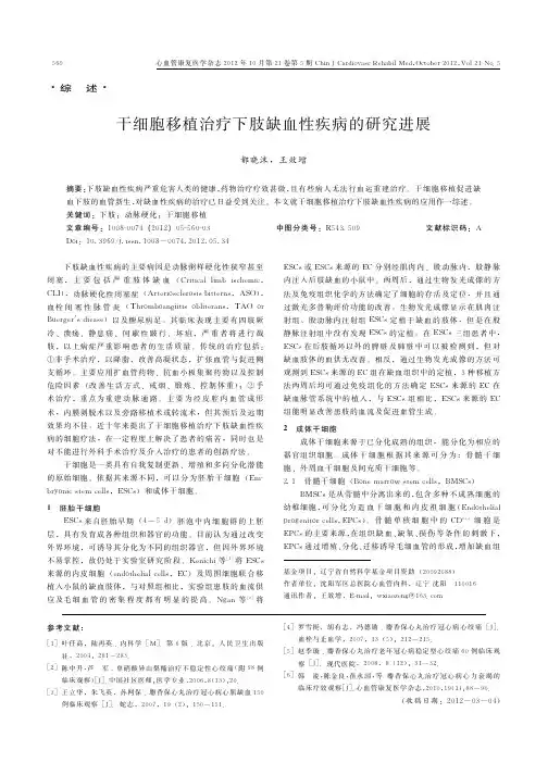 干细胞移植治疗下肢缺血性疾病的进展