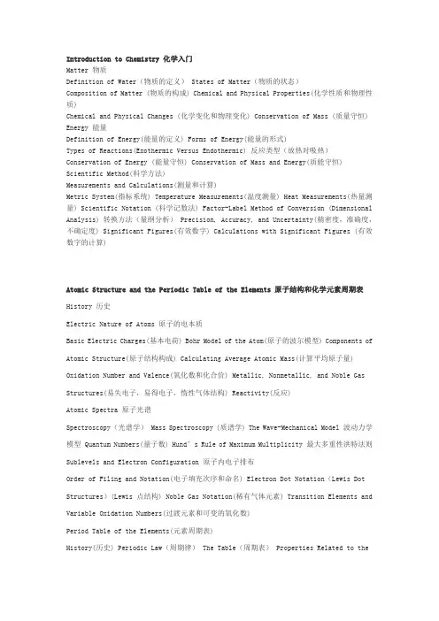化学英语基础知识