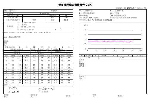 设备能力分析报告(CMK)