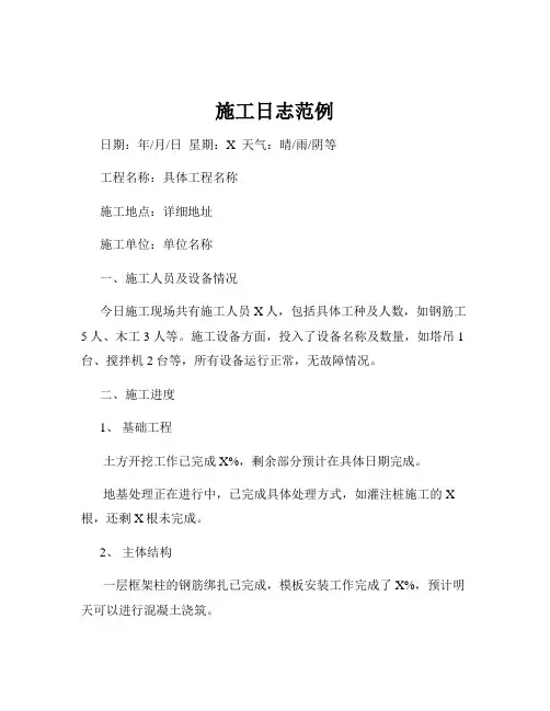 施工日志范例