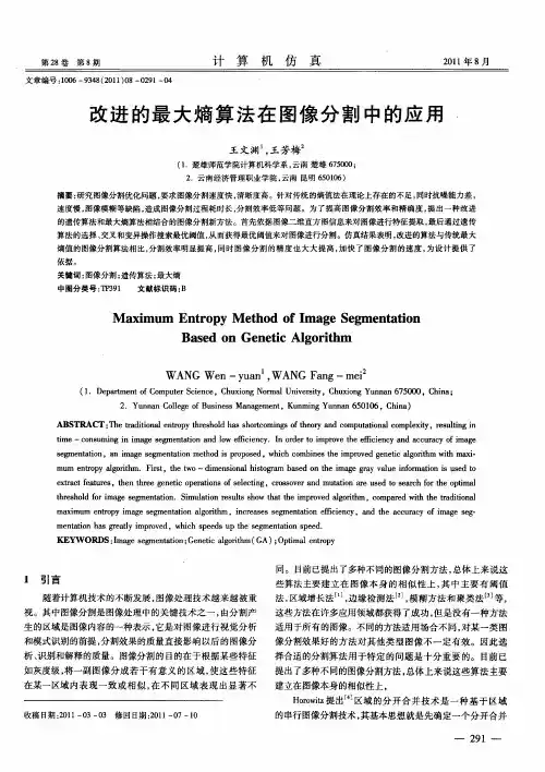 改进的最大熵算法在图像分割中的应用