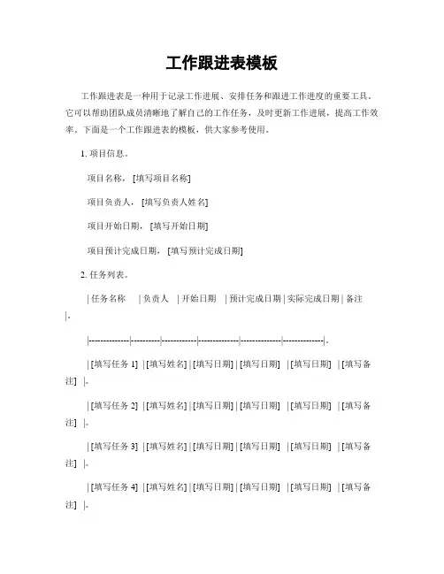 工作跟进表模板