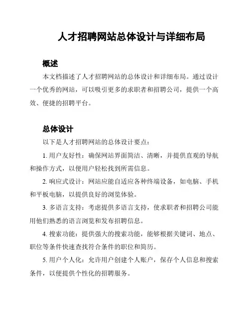 人才招聘网站总体设计与详细布局