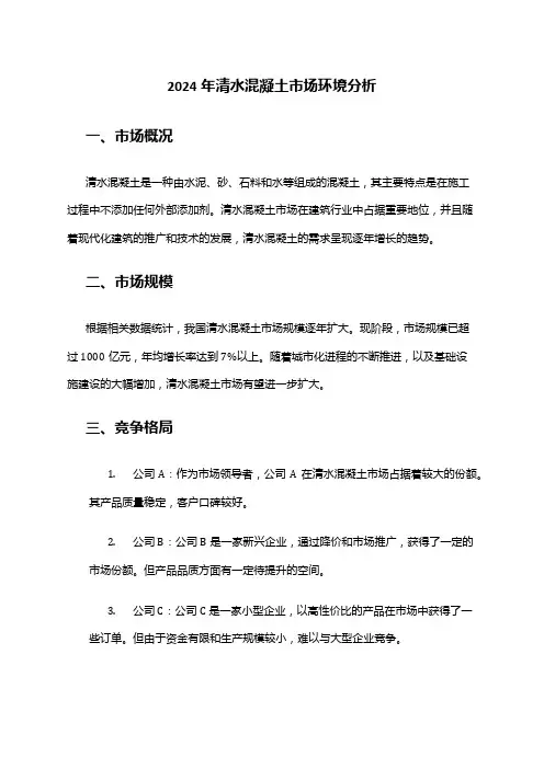 2024年清水混凝土市场环境分析
