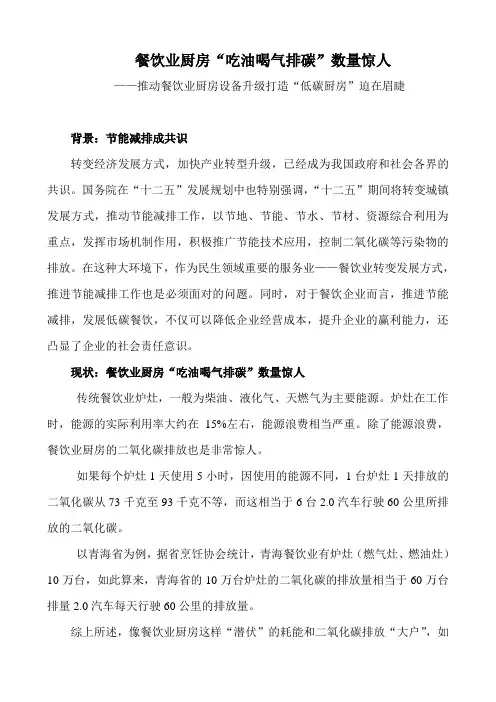 餐饮业厨房“吃油喝气排碳”数量惊人