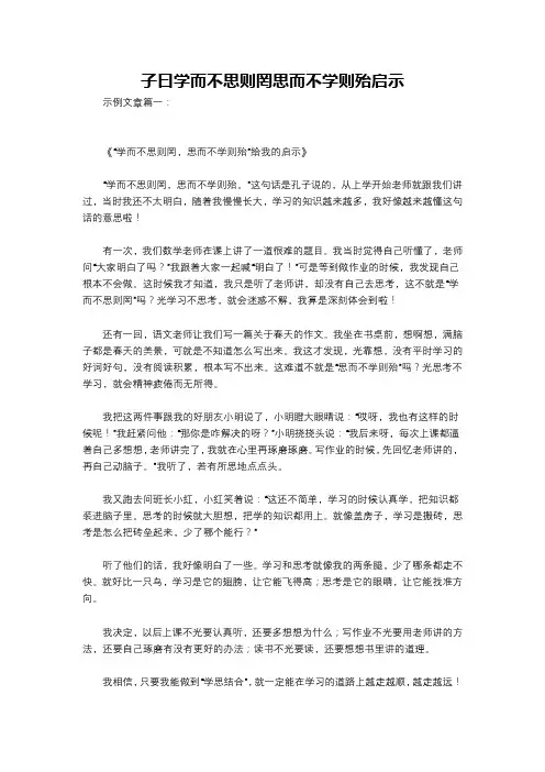 子曰学而不思则罔思而不学则殆启示