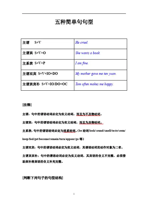牛津译林英语八年级上册第七单元语法—五种简单句基本句型解析及练习(含答案)