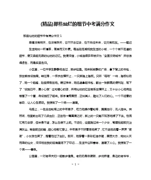 (精品)那些灿烂的细节中考满分作文