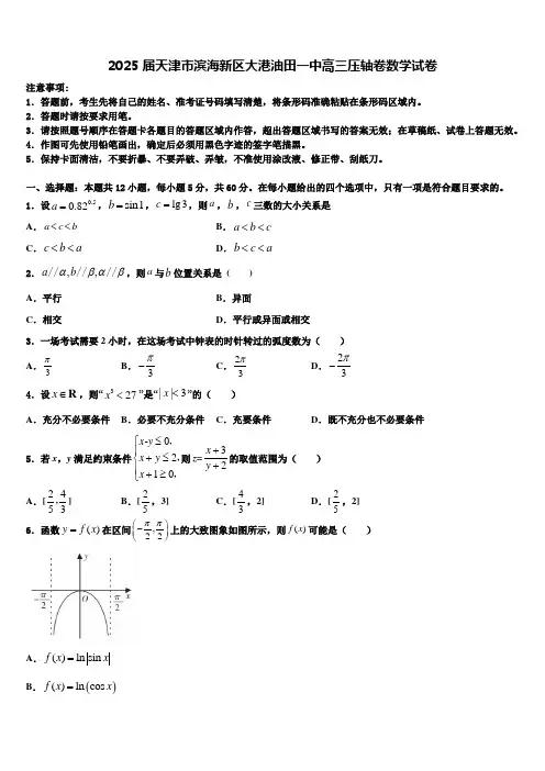 2025届天津市滨海新区大港油田一中高三压轴卷数学试卷含解析
