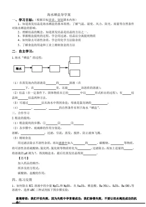 9-3-2《海水“晒盐”》导学案