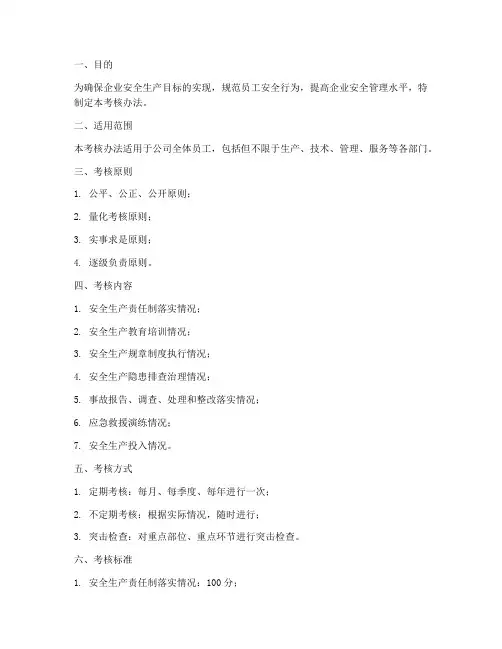 安全生产管理制度考核办法