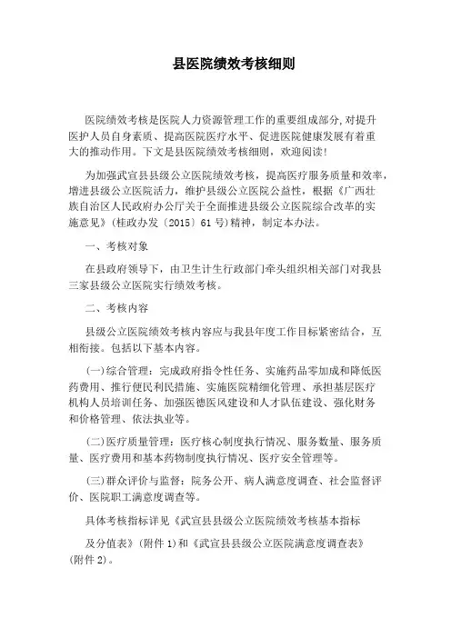 县医院绩效考核细则