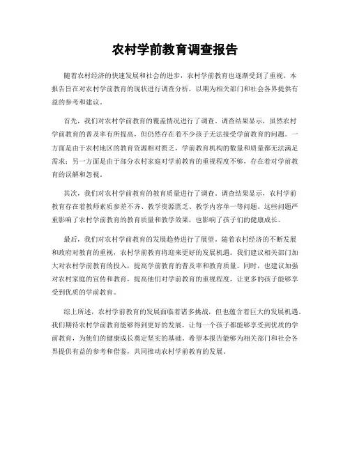农村学前教育调查报告