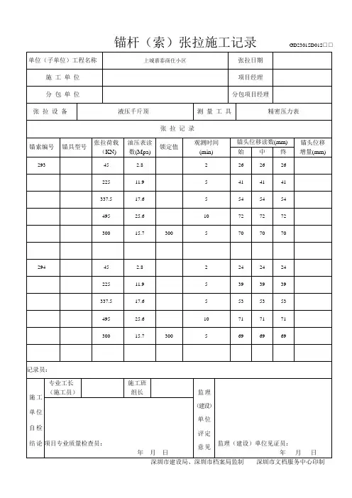 锚索张拉施工记录[15-15]