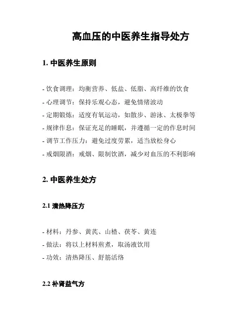 高血压的中医养生指导处方